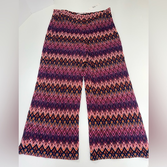 Trina Turk Crop Penelope Pant New With Tags Size Large Pink Purple Zig Zag Pants - Picture 2 of 11